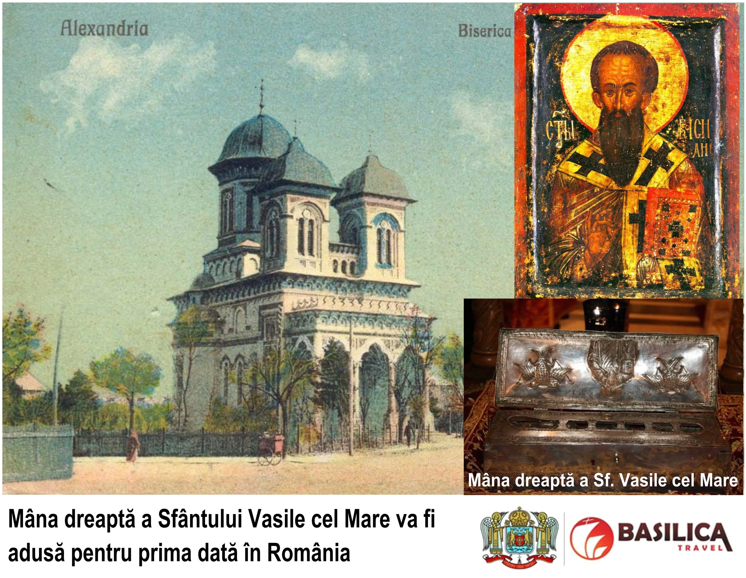 PELERINAJ la CATEDRALA EPISCOPALĂ din ALEXANDRIA cu OCAZIA ADUCERII MÂINII DREPTE A SF. IERARH VASILE CEL MARE | ➡️ 28, 29, 30 August | 2026 |